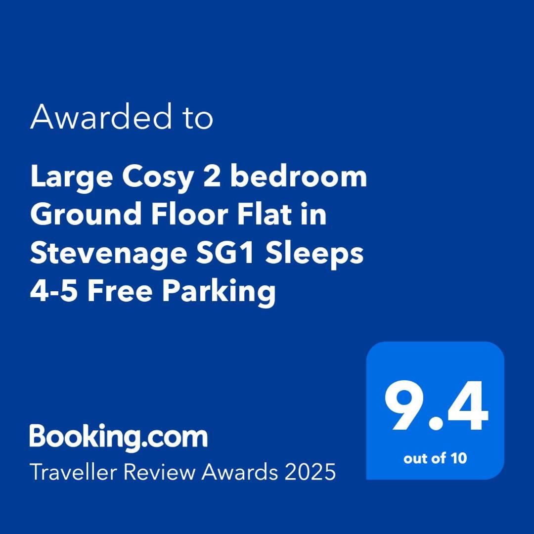 Large Cosy 2 Bedroom Ground Floor Flat In Stevenage Sg1 Sleeps 4-5 Free Parking Bagian luar foto